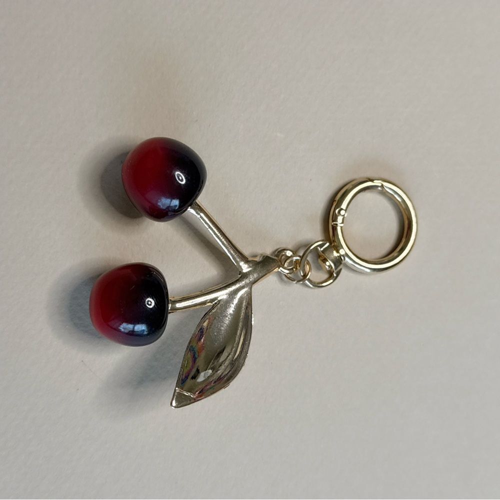 Gold and Red Cherry Keychain S1045 - Picture 2 of 3